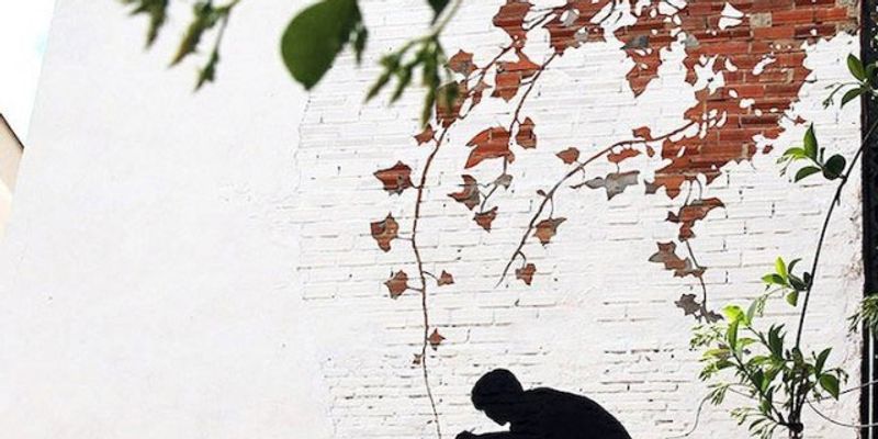 street art nature peinture feuille arbre