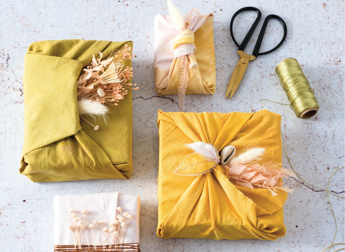 Furoshiki Noël, Emballage Cadeau en Tissu Réutilisable
