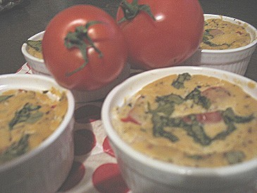 Petits flans tomates basilic sans œufs, sans gluten